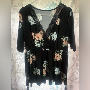Floral Blouse with Tie